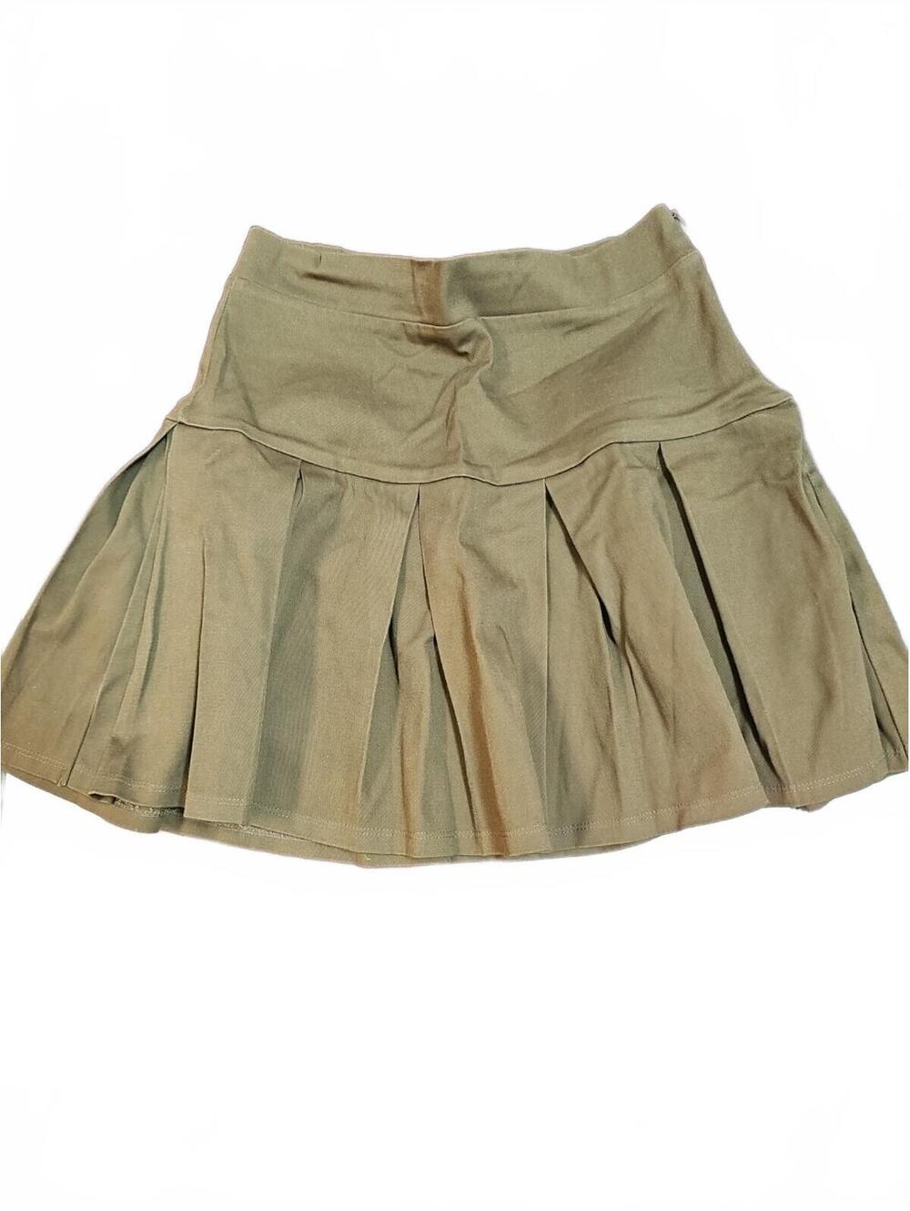 Hesperus Brown Pleated Mini Skirt With Side Zip Women's Size M